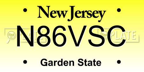 N86VSC New Jersey License Plate