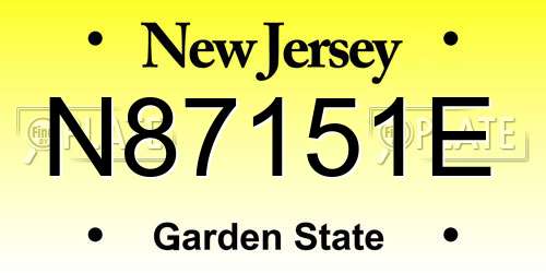 N87151E New Jersey License Plate