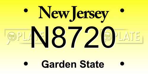N8720 New Jersey License Plate
