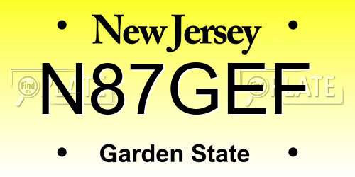 N87GEF New Jersey License Plate