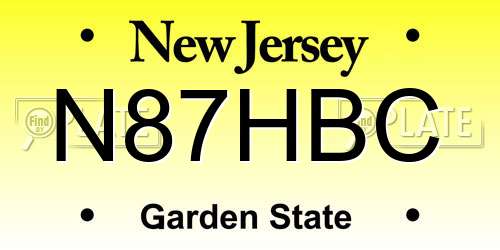 N87HBC New Jersey License Plate