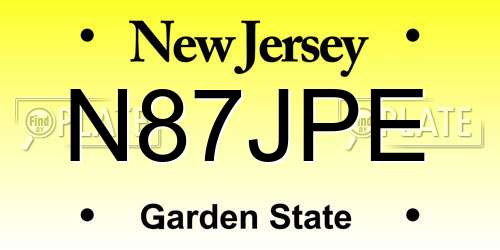N87JPE New Jersey License Plate