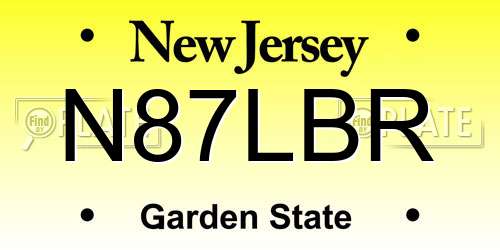 N87LBR New Jersey License Plate