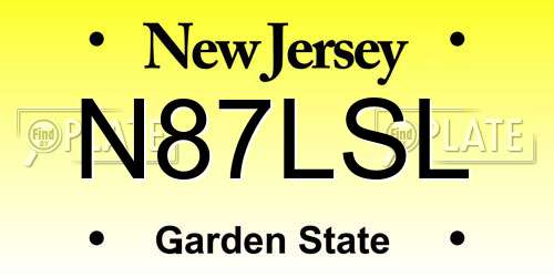 N87LSL New Jersey License Plate