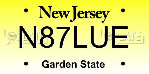 N87LUE New Jersey License Plate