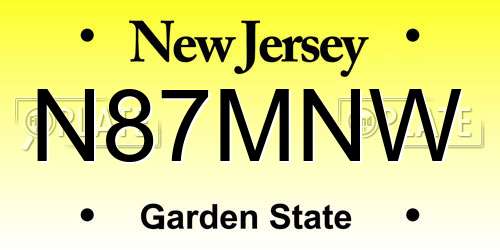 N87MNW New Jersey License Plate