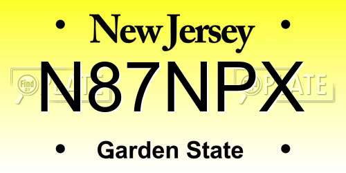 N87NPX New Jersey License Plate