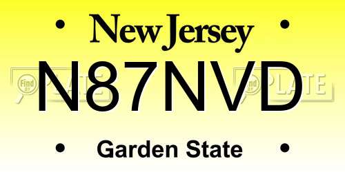 N87NVD New Jersey License Plate