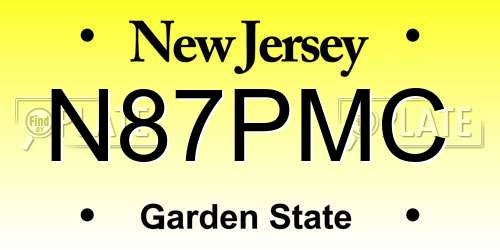 N87PMC New Jersey License Plate