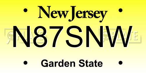 N87SNW New Jersey License Plate