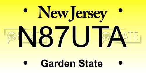 N87UTA New Jersey License Plate