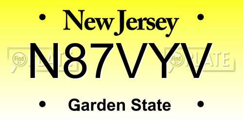 N87VYV New Jersey License Plate
