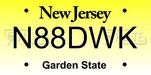 N88DWK New Jersey License Plate