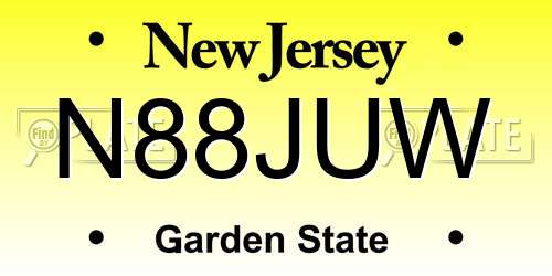 N88JUW New Jersey License Plate