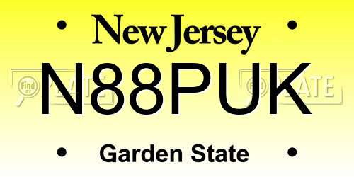 N88PUK New Jersey License Plate