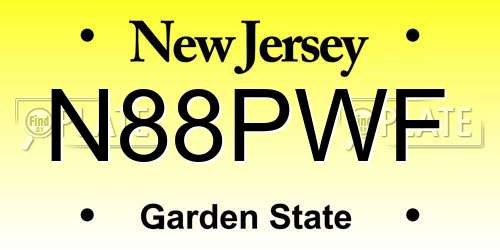 N88PWF New Jersey License Plate