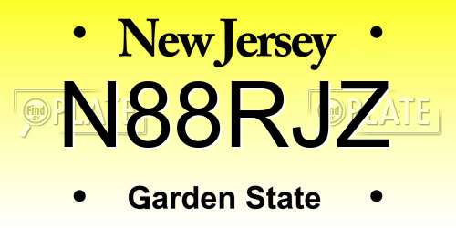 N88RJZ New Jersey License Plate