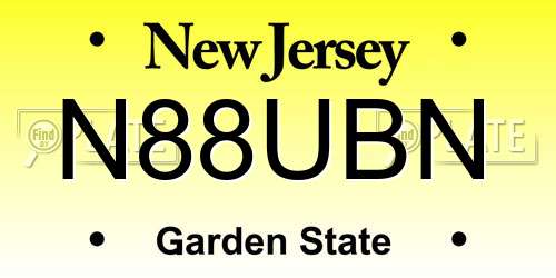 N88UBN New Jersey License Plate