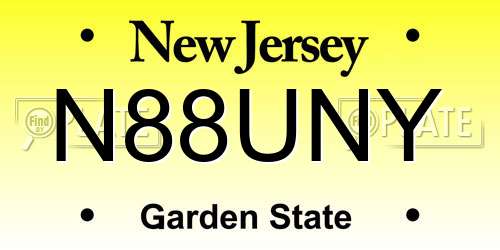 N88UNY New Jersey License Plate