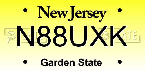 N88UXK New Jersey License Plate
