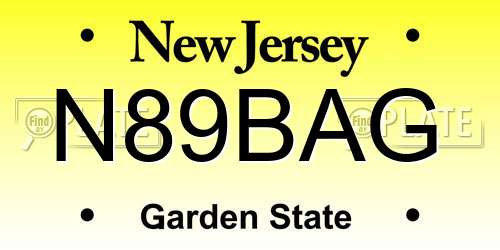 N89BAG New Jersey License Plate
