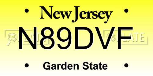 N89DVF New Jersey License Plate