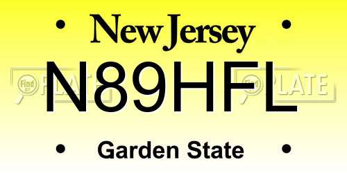 N89HFL New Jersey License Plate