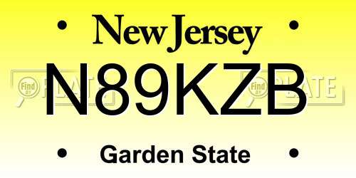 N89KZB New Jersey License Plate