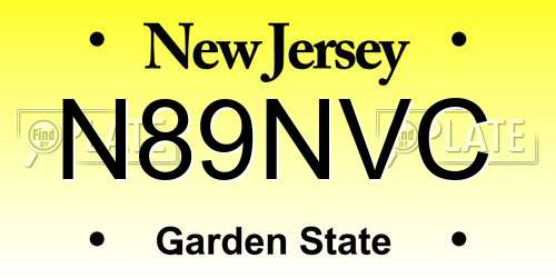 N89NVC New Jersey License Plate