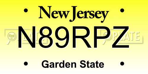 N89RPZ New Jersey License Plate