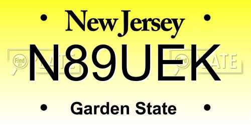 N89UEK New Jersey License Plate