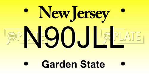 N90JLL New Jersey License Plate