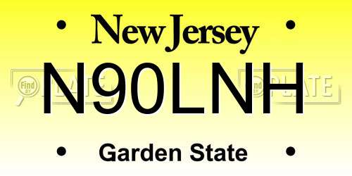 N90LNH New Jersey License Plate