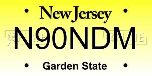 N90NDM New Jersey License Plate