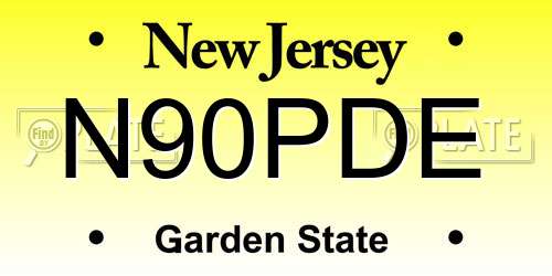 N90PDE New Jersey License Plate