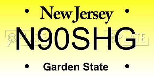 N90SHG New Jersey License Plate