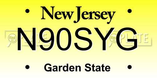 N90SYG New Jersey License Plate