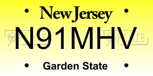 N91MHV New Jersey License Plate