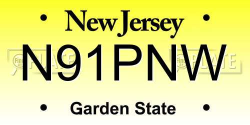 N91PNW New Jersey License Plate