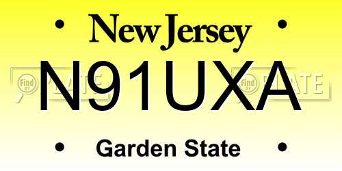 N91UXA New Jersey License Plate