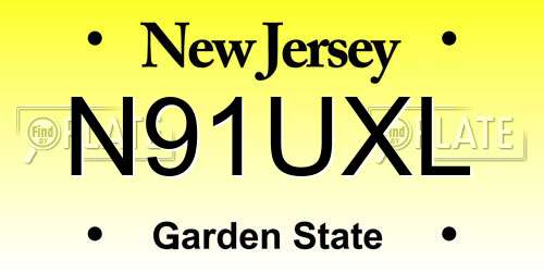 N91UXL New Jersey License Plate