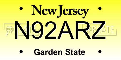 N92ARZ New Jersey License Plate
