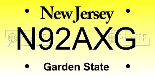N92AXG New Jersey License Plate