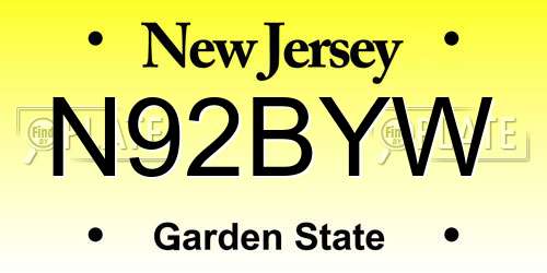 N92BYW New Jersey License Plate