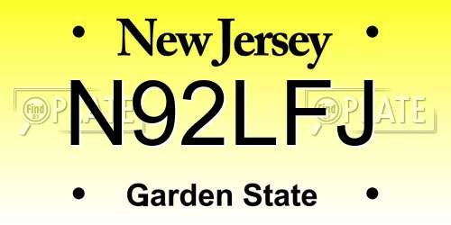 N92LFJ New Jersey License Plate