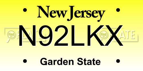 N92LKX New Jersey License Plate