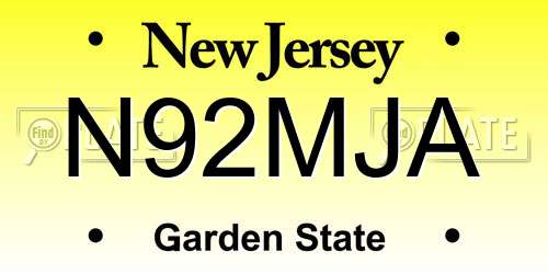 N92MJA New Jersey License Plate