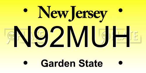 N92MUH New Jersey License Plate