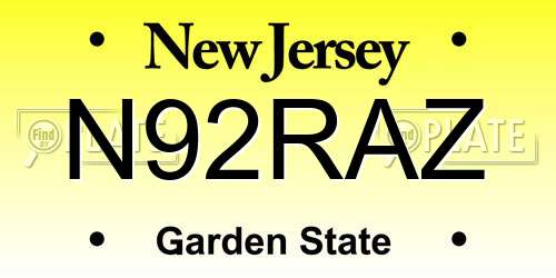N92RAZ New Jersey License Plate