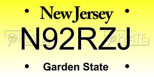 N92RZJ New Jersey License Plate